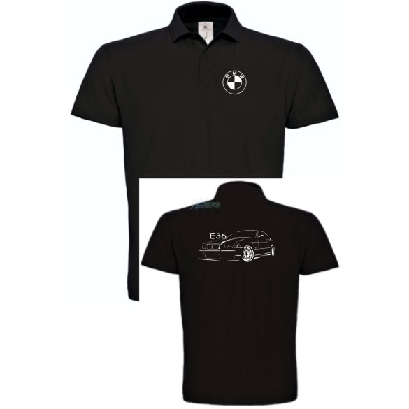 Autó fan kontur BMW E36 galléros férfi póló