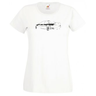 Autó fan kontur E46 női rövid ujjú póló