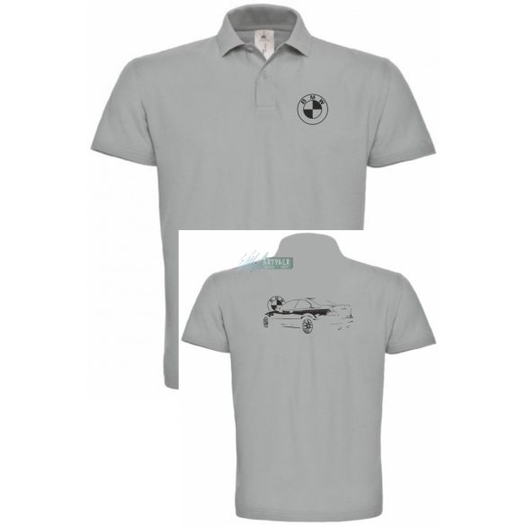 Autó fan kontur BMW E46 galléros férfi póló