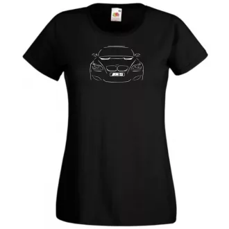 Autó fan kontur BMW M5 női rövid ujjú póló