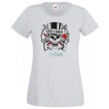 Fegyverek és Rózsák koponyával női rövid ujjú póló