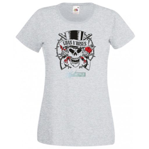Fegyverek és Rózsák koponyával női rövid ujjú póló