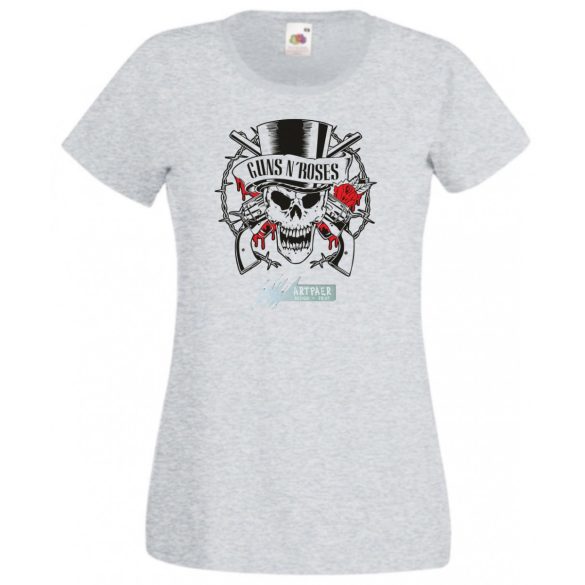 Fegyverek és Rózsák koponyával női rövid ujjú póló
