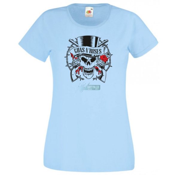 Fegyverek és Rózsák koponyával női rövid ujjú póló