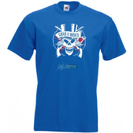 Fegyverek és Rózsák koponyával férfi rövid ujjú póló