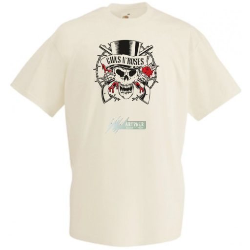 Fegyverek és Rózsák koponyával férfi rövid ujjú póló