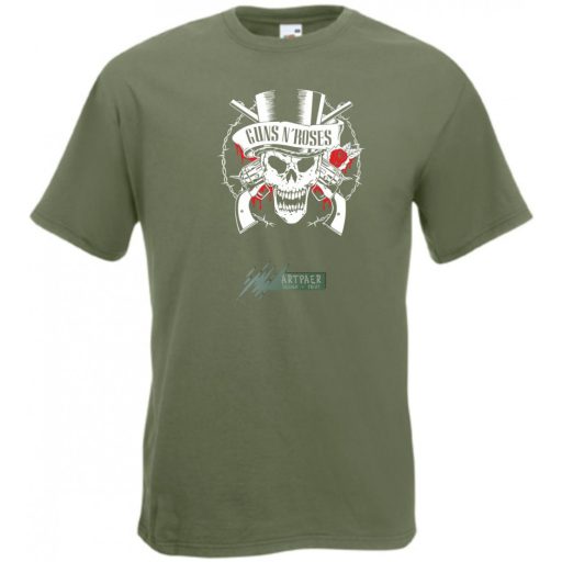 Fegyverek és Rózsák koponyával férfi rövid ujjú póló