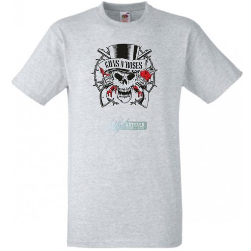 Fegyverek és Rózsák koponyával férfi rövid ujjú póló