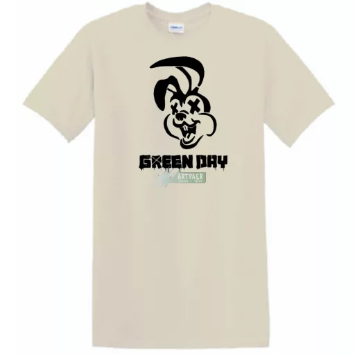 Green Day nyuszi stencil minima férfi rövid ujjú póló