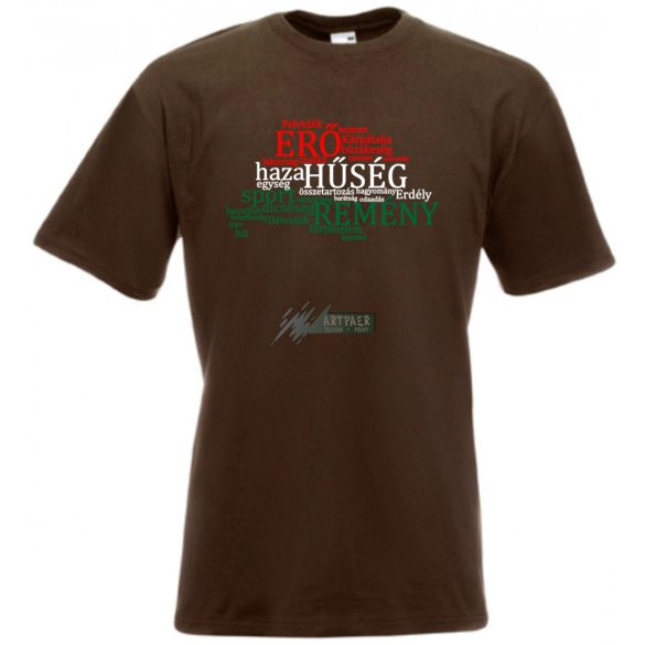 Haza, Erő, Hűség, Remény. Nagy Magyarország térkép - szavak férfi rövid ujjú póló