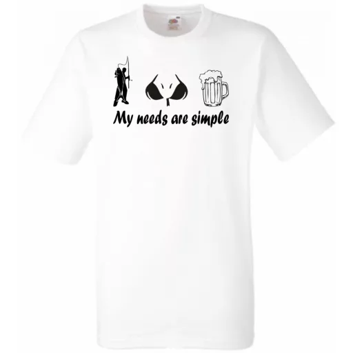 Humor - Horgász - My needs are simple férfi rövid ujjú póló