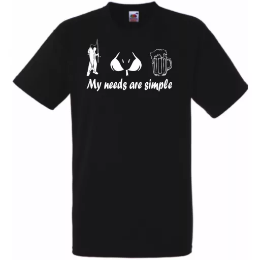 Humor - Horgász - My needs are simple férfi rövid ujjú póló