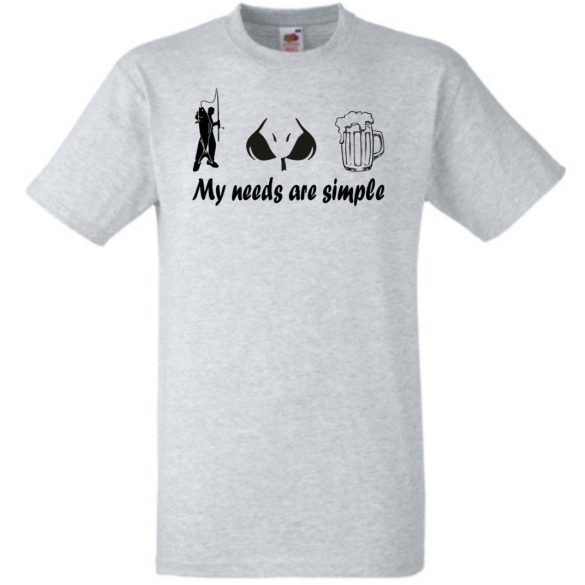 Humor - Horgász - My needs are simple férfi rövid ujjú póló