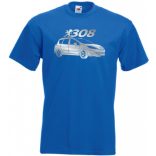 Auto fan Peugeot 308 stencil minima férfi rövid ujjú póló