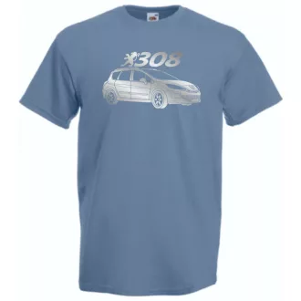   Auto fan Peugeot 308 stencil minima férfi rövid ujjú póló