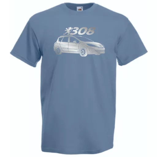 Auto fan Peugeot 308 stencil minima férfi rövid ujjú póló