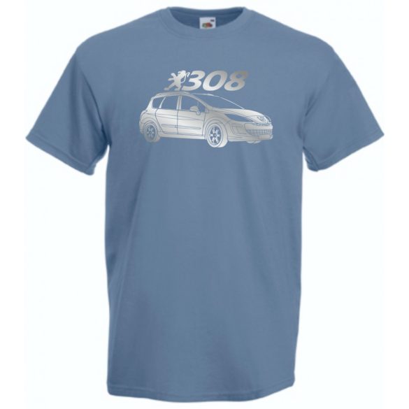 Auto fan Peugeot 308 stencil minima férfi rövid ujjú póló