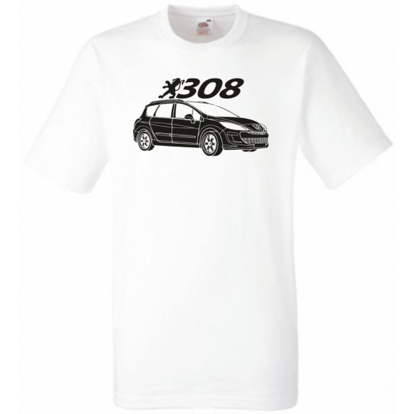 Auto fan Peugeot 308 stencil minima férfi rövid ujjú póló