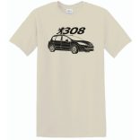 Auto fan Peugeot 308 stencil minima férfi rövid ujjú póló