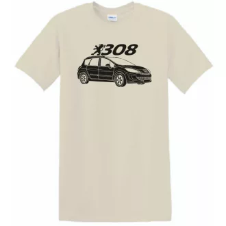   Auto fan Peugeot 308 stencil minima férfi rövid ujjú póló