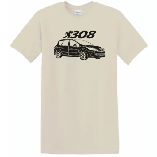 Auto fan Peugeot 308 stencil minima férfi rövid ujjú póló