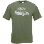 Auto fan Peugeot 308 stencil minima férfi rövid ujjú póló