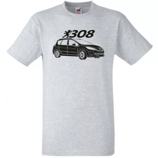 Auto fan Peugeot 308 stencil minima férfi rövid ujjú póló