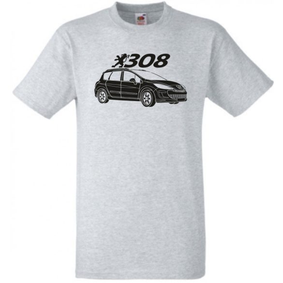 Auto fan Peugeot 308 stencil minima férfi rövid ujjú póló