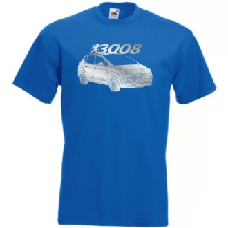   Auto fan Peugeot 3008 stencil minima férfi rövid ujjú póló