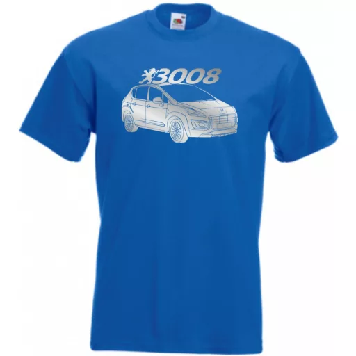 Auto fan Peugeot 3008 stencil minima férfi rövid ujjú póló