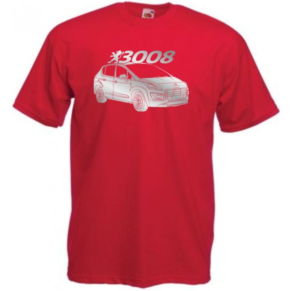 Auto fan Peugeot 3008 stencil minima férfi rövid ujjú póló