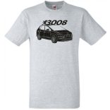 Auto fan Peugeot 3008 stencil minima férfi rövid ujjú póló