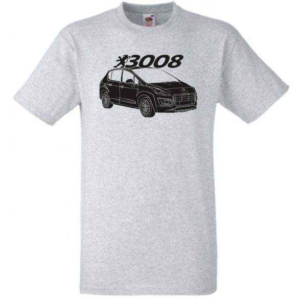 Auto fan Peugeot 3008 stencil minima férfi rövid ujjú póló