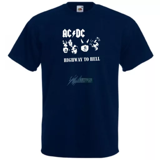 Retro AC DC stencil minima férfi rövid ujjú póló