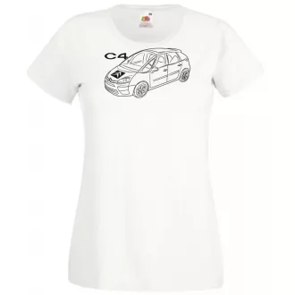 Auto fan Citroen C4 minima rajz női rövid ujjú póló
