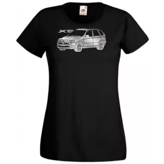 Auto fan BMW X5 stencil minima női rövid ujjú póló