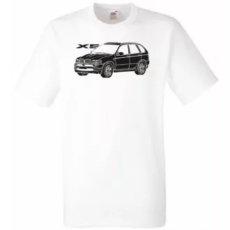 Auto fan BMW X5 stencil minima férfi rövid ujjú póló