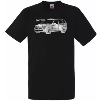 Auto fan BMW X5 stencil minima férfi rövid ujjú póló