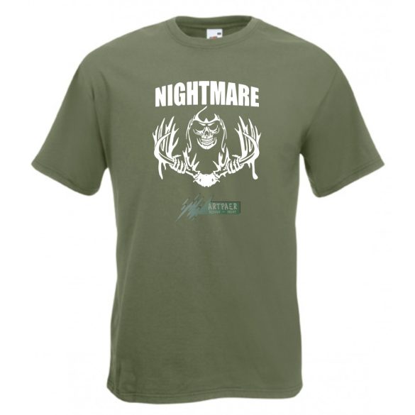 Koponya, agancs, nightmare férfi rövid ujjú póló