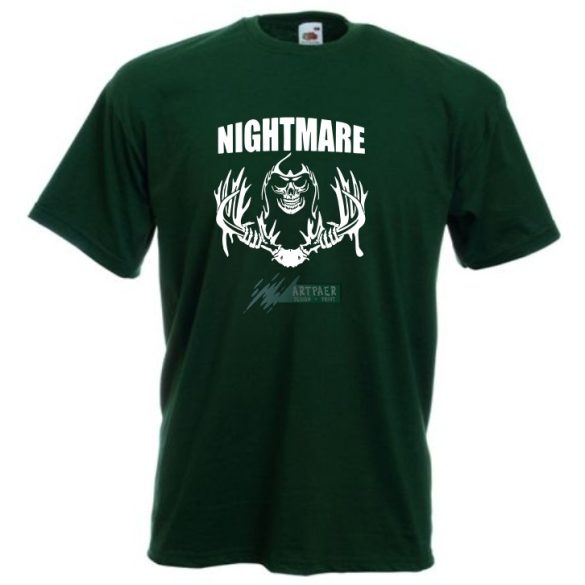 Koponya, agancs, nightmare férfi rövid ujjú póló