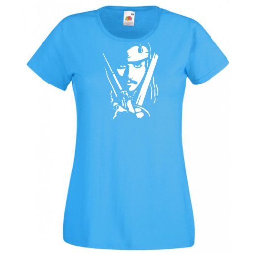 Depp - Jack Sparrow kalóz stencil női rövid ujjú póló