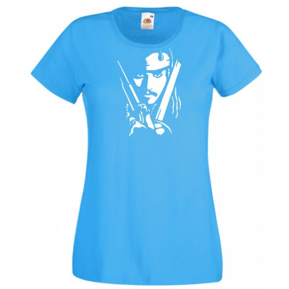 Depp - Jack Sparrow kalóz stencil női rövid ujjú póló