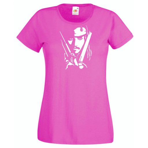 Depp - Jack Sparrow kalóz stencil női rövid ujjú póló