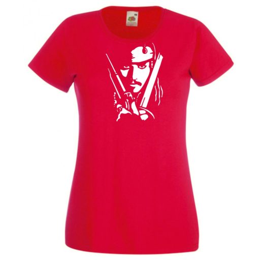 Depp - Jack Sparrow kalóz stencil női rövid ujjú póló