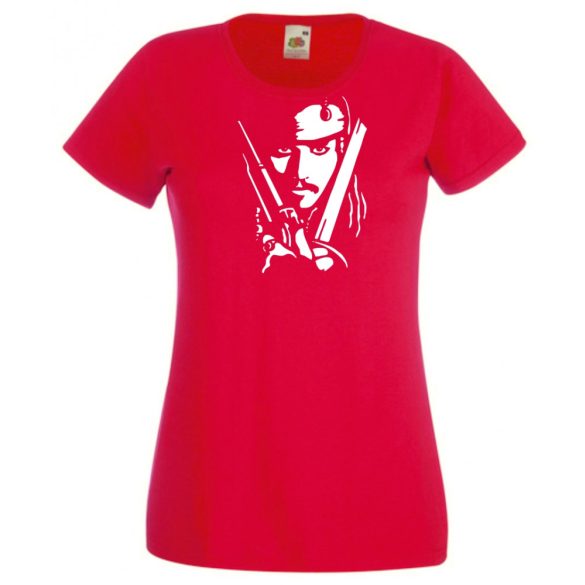 Depp - Jack Sparrow kalóz stencil női rövid ujjú póló