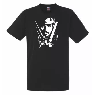   Depp - Jack Sparrow kalóz stencil férfi rövid ujjú póló