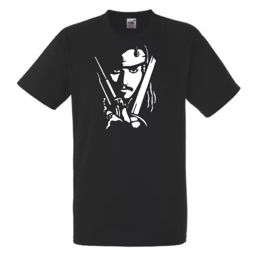 Depp - Jack Sparrow kalóz stencil férfi rövid ujjú póló