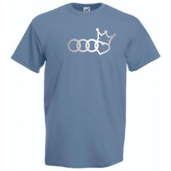 Humor - Audi a Király - koronás szív férfi rövid ujjú póló