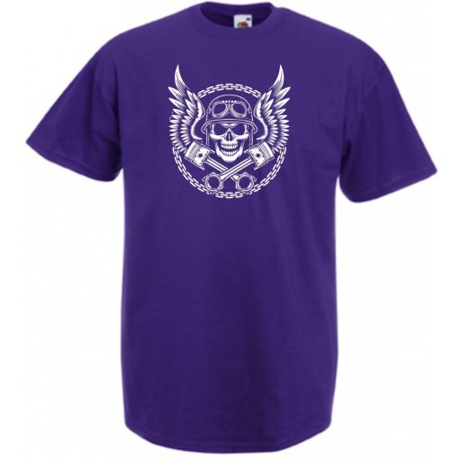 Retro Motoros koponya férfi rövid ujjú póló