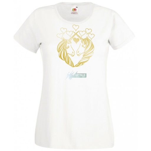 Szívecskés Unikornis női rövid ujjú póló